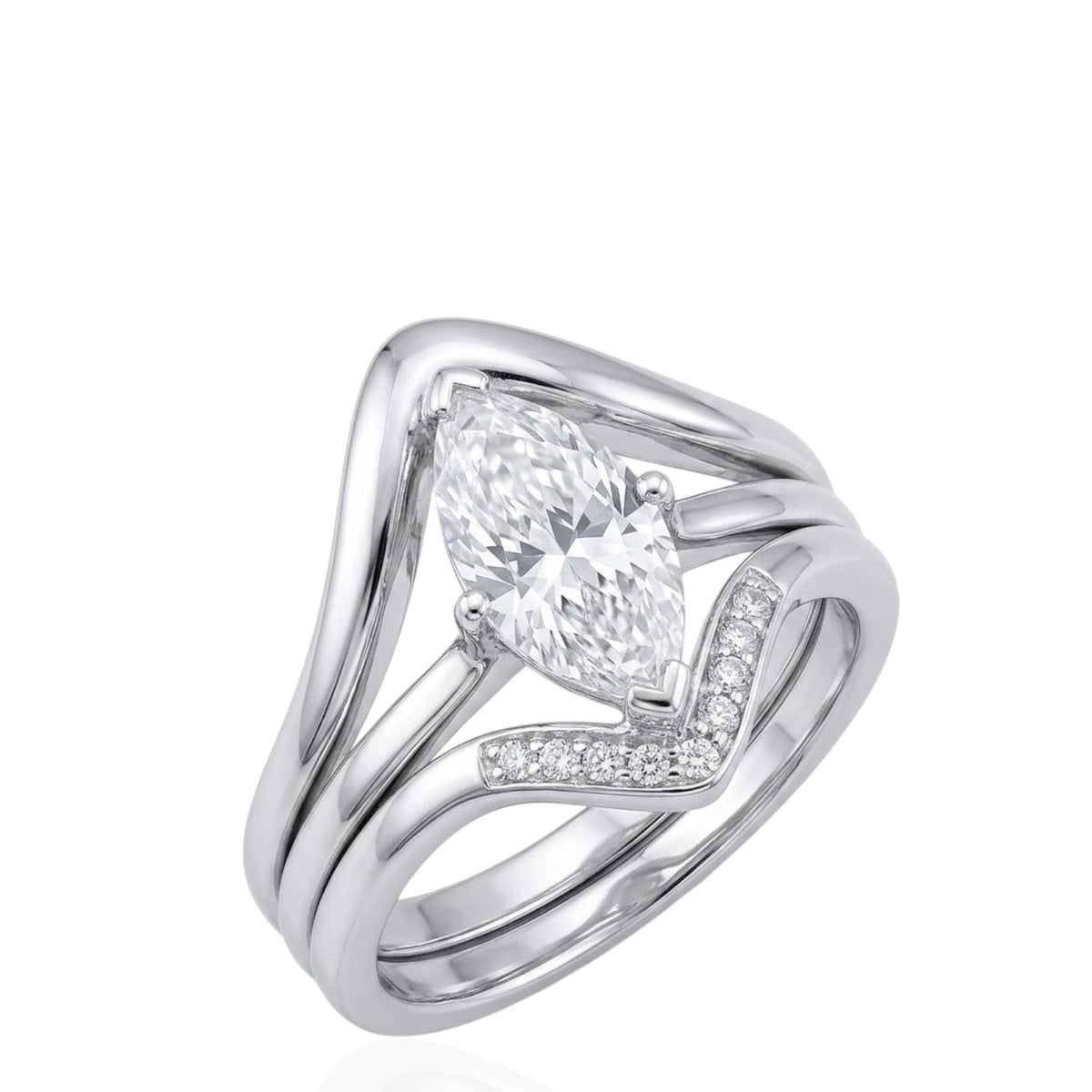 Sterling Silver Triple Ring Cz Stone RCZ2531