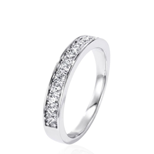 Sterling Silver Half Eternity Ring 2 mm Bread Bright Set Round CZ Stone RCZ0380901