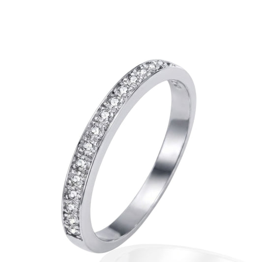 Sterling Silver Half Eternity Ring 1.5 mm Bread Bright Set Round CZ Stone RCZ0380801