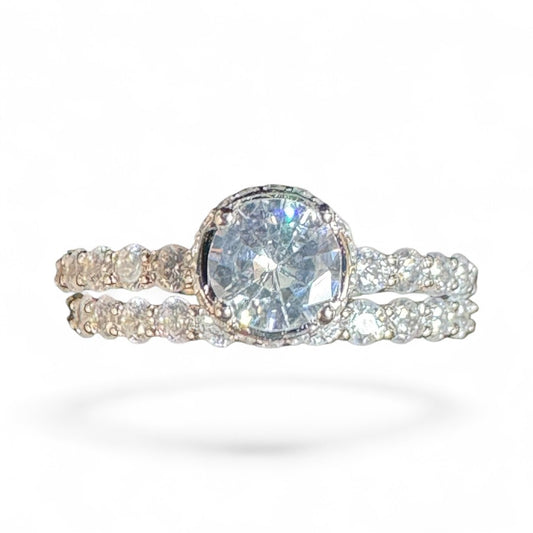 Sterling Silver Double Ring CZ Stone RCZ9988