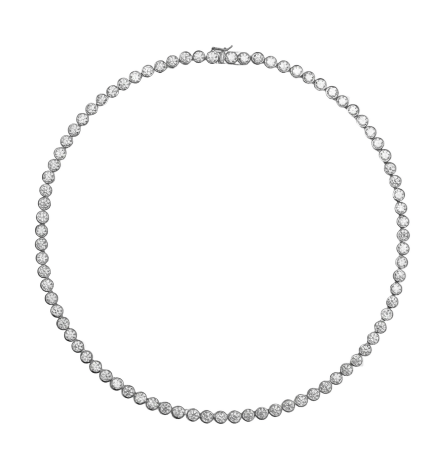 Silver rub-over tennis  necklace 