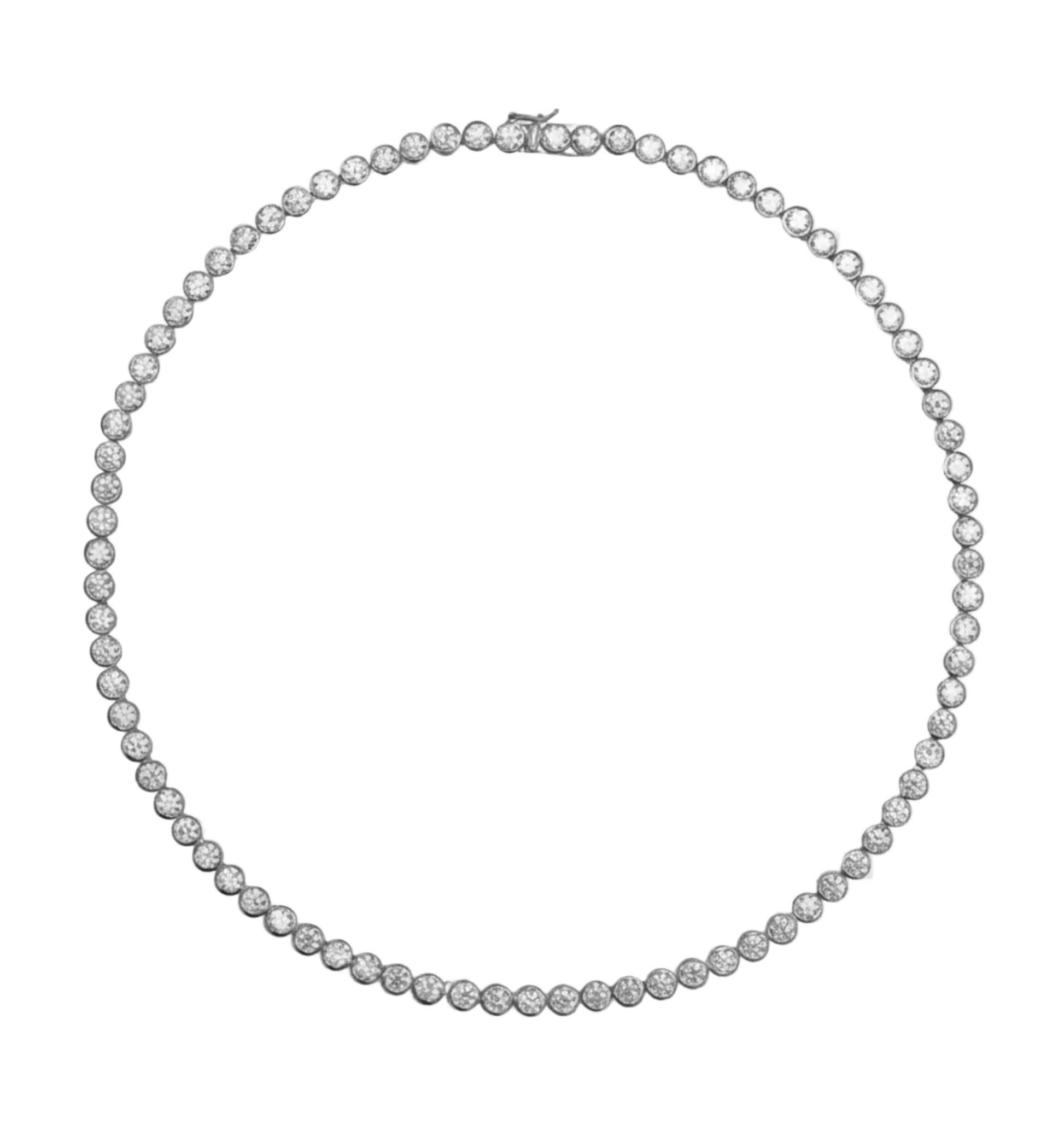 Silver rub-over tennis  necklace 
