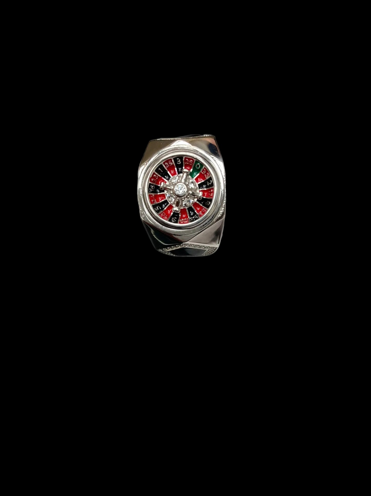 Sterling Silver Roulette Ring Cz Stone RG001