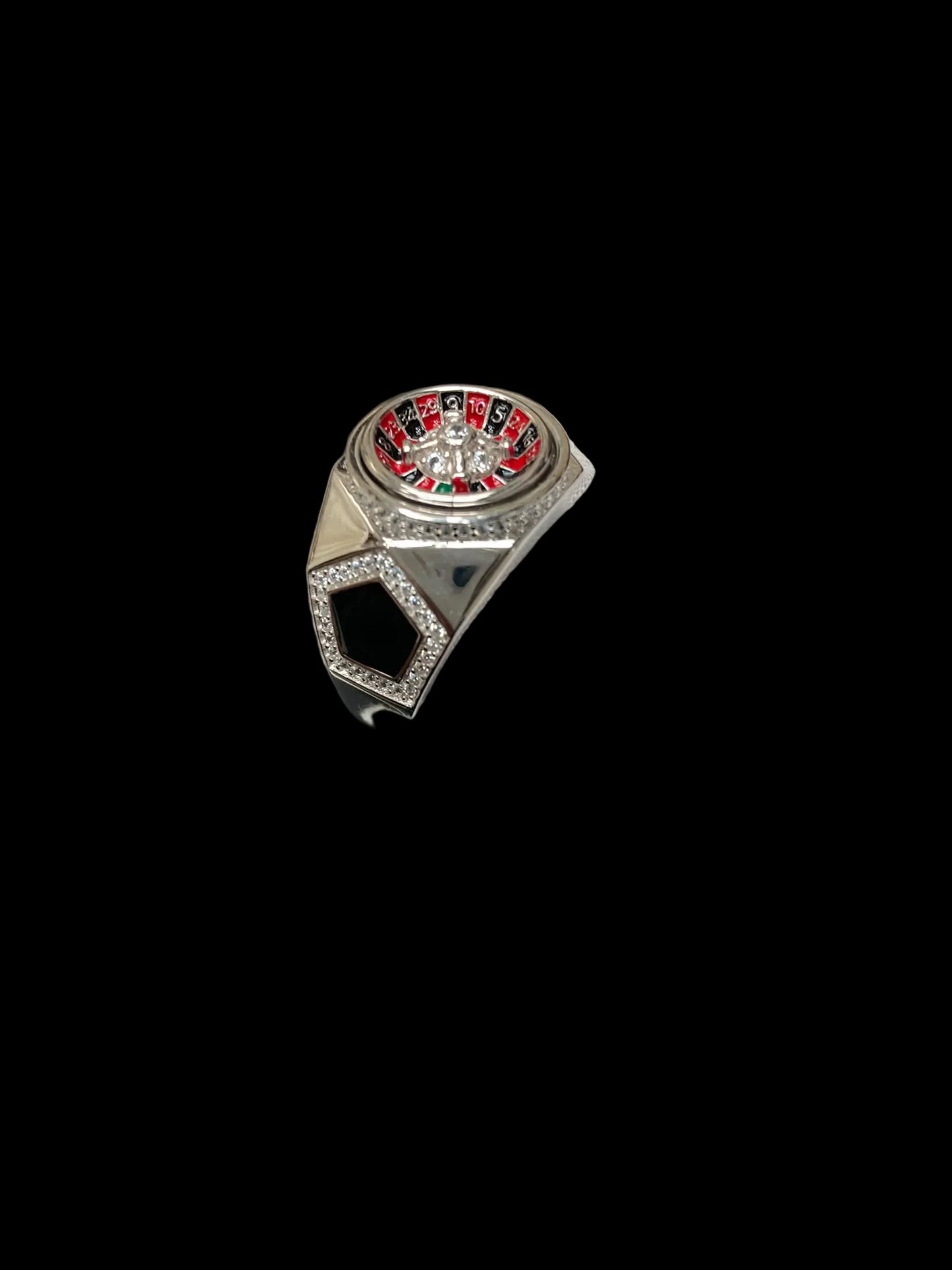 Sterling Silver Roulette Ring Cz Stone RG001