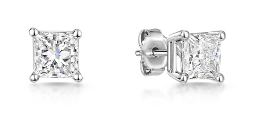 Sterling Silver Stud Earring With Cubic Zirconia Square Stone SCZ3301